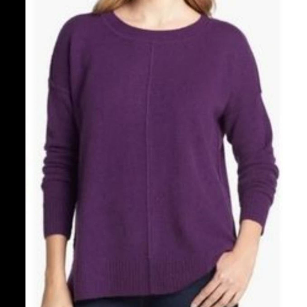 Amber Sun Purple 2-Ply 100% Cashmere Sweater Soft Cozy Warm Oversize S Quiet Lux